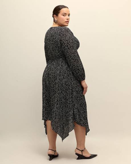 Knotted V-Neck Dress with Sharkbite Hem - Addition Elle