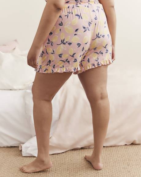 Short boxer à motif de fruits avec ourlet à franges, tissu responsable - ti VOGLIO
