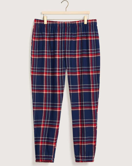 Heather Jersey Knit Top With Flannel Jogger Pant, PJ Set - tiVOGLIO