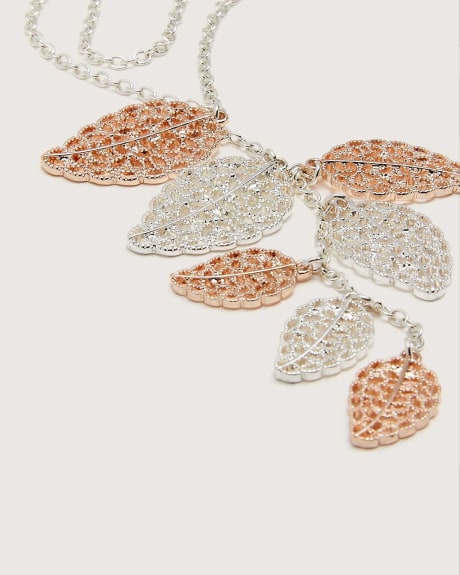 Two-Layer Short Necklace With Filigree Leaf Cluster - In Every Story