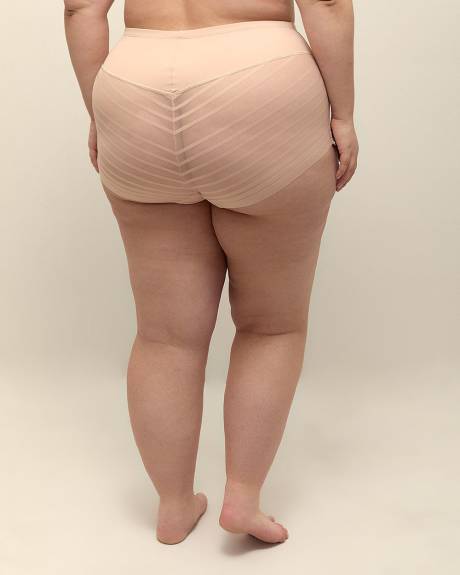 High-Waisted Cincher Brief with Striped Mesh - ti Voglio