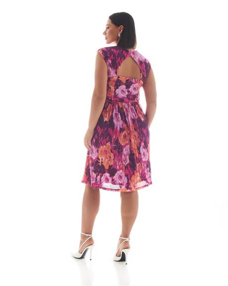 Robe imprimée à col carré avec découpe au dos - Addition Elle