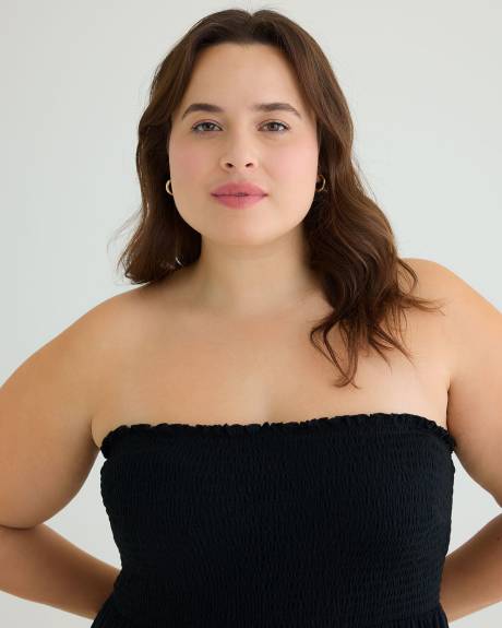 Robe cache-maillot maxi à smocks