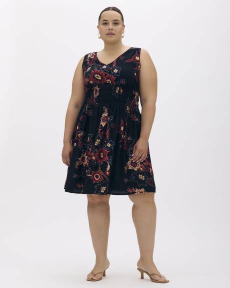 Floral Sleeveless Flared Dress - Addition Elle
