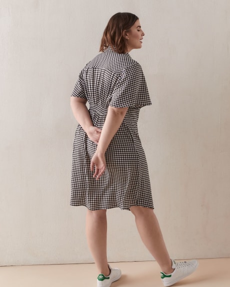 Printed Short-Sleeve Shirt Dress - Addition Elle