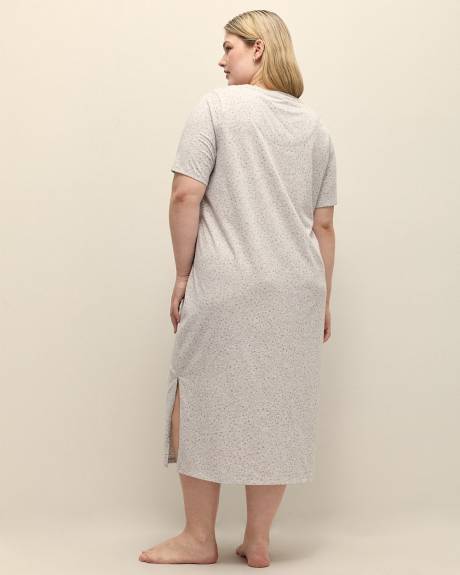Heart-Print Heather Knit Long Sleepshirt - ti Voglio