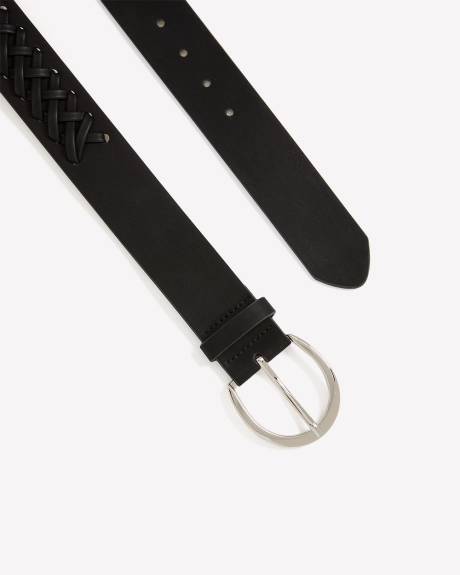 Ceinture noire avec détail tressé intégré
