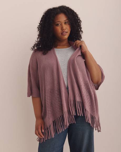 Knitted Pointelle Stitched Cape