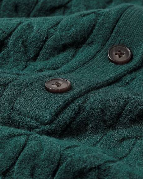 Half-Placket Cable Knit Sweater