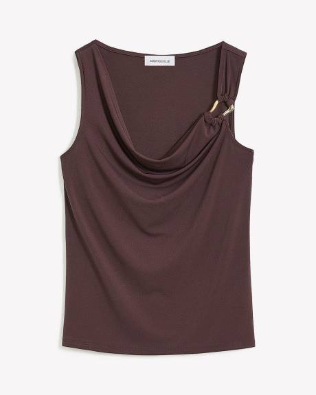 Asymmetric Sleeve Top with Ring Detail - Addition Elle