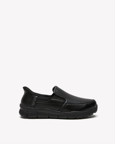 Wide Width, Black Leather Nampa Engus Slip-On Shoe - Skechers