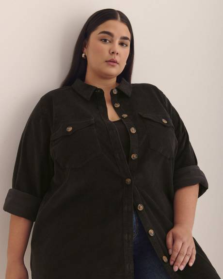 Corduroy Buttoned Down Shirt with Patch Pockets