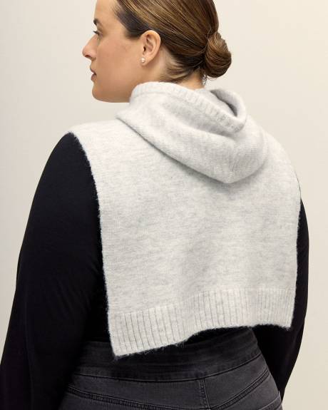 Cache-cou long à capuche en tricot gris