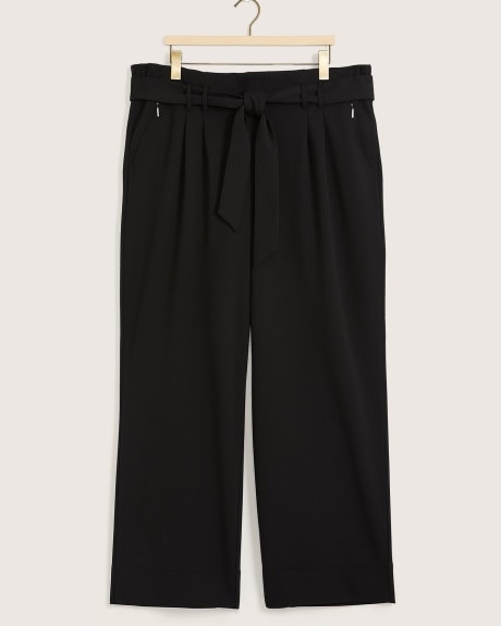 Solid Wide-Leg Paperbag Pant With Belt