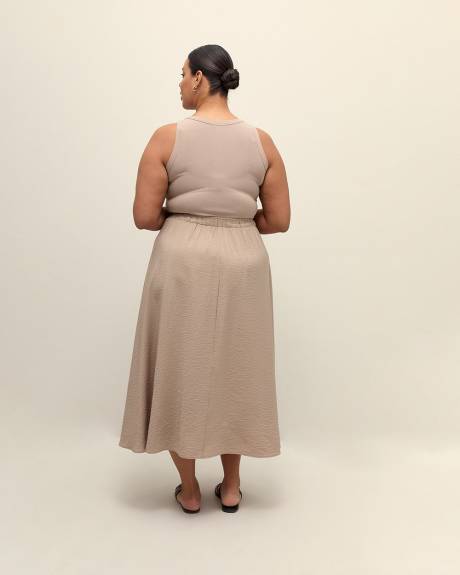 Robe longue évasée sans manches, tissu responsable