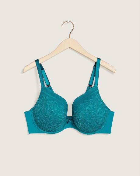 Plunge Bra With Lace Overlay - Déesse Collection