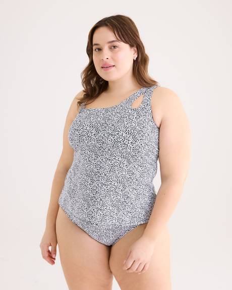 Cheetah Asymmetrical Fitted Tankini Top