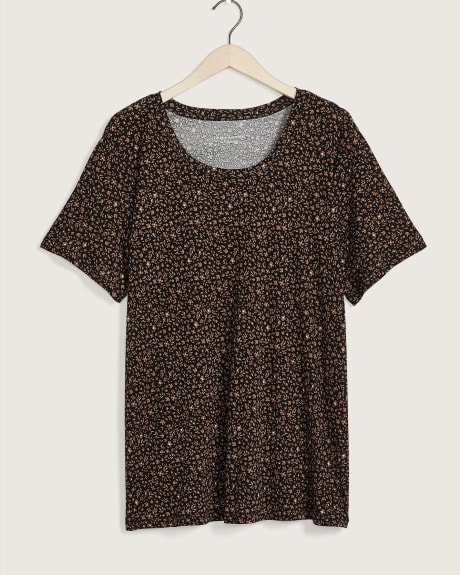 Printed U-Neck Boyfriend Loose Tee