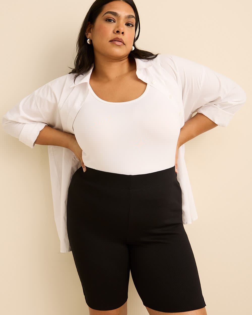 Textured Geo Bike Short With Side Slit