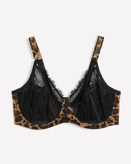 Soutien-gorge balconnet non doublé en maille à imprimé léopard - Déesse Collection