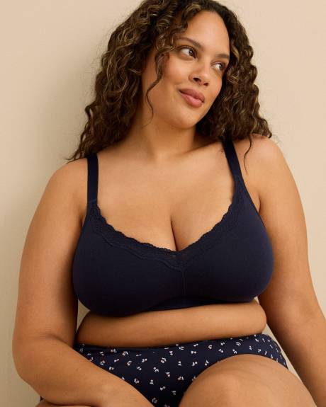 Soutien-gorge en coton bleu avec dentelle, sans armatures - ti Voglio