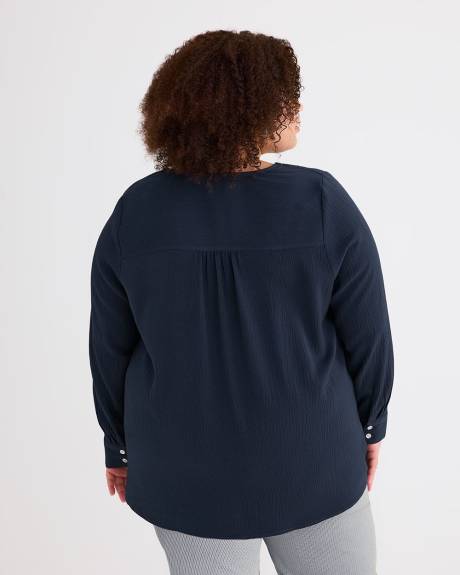 V-Neck Long-Sleeve Blouse