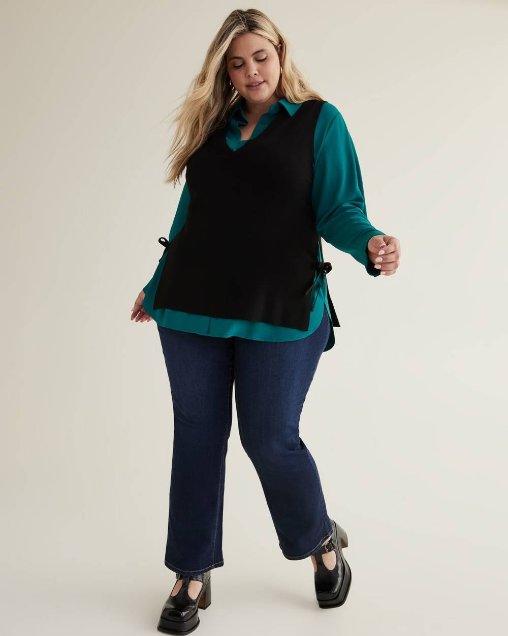 Black Knit Sweater Vest with Open Sides Penningtons