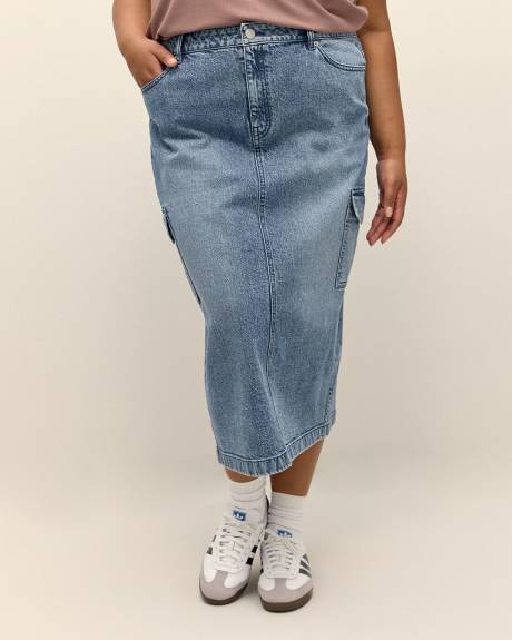 Responsible, Medium Wash Denim Midi Skirt - d/C JEANS