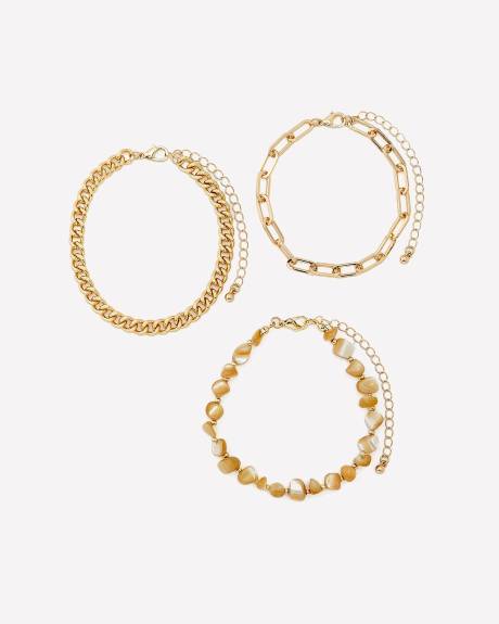 Assorted Golden Bracelets, Set of 3