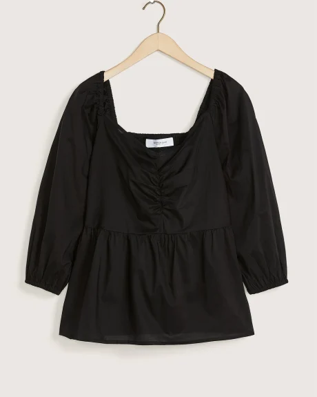 Woven Blouse with Balloon Sleeves - Addition Elle