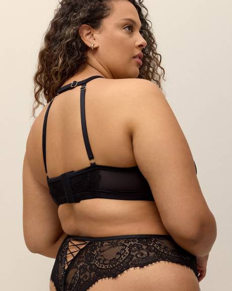 Sexy Black Halter Bra with Laced-Up Details - Déesse Collection