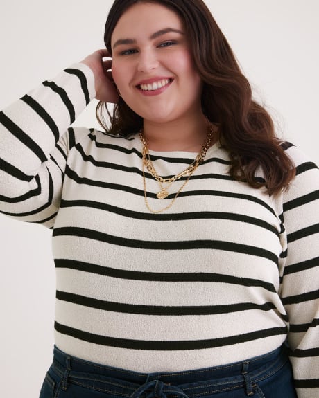Long-Sleeve Crew-Neck Striped Top