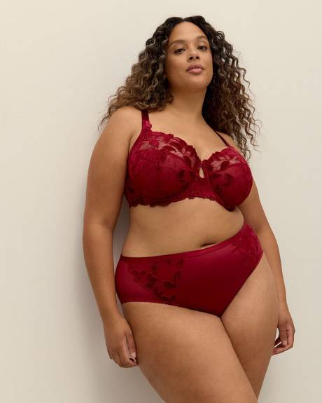 Red High-Cut Brief with Velvet Lace - Déesse Collection