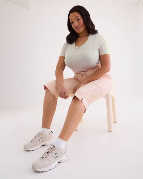 Cotton Capri with Ribbed Waistband