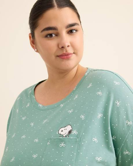 Chemise de nuit à manches courtes de Snoopy avec poche - ti Voglio