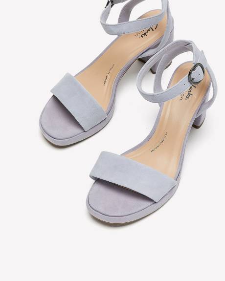 Wide Width, Block Heel Sandal with Buckle Closure - Clarks