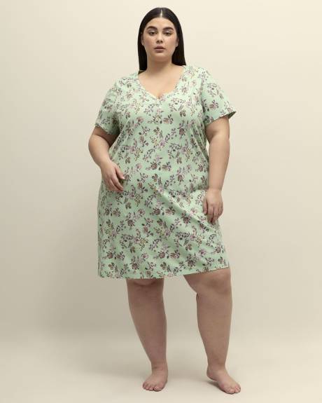 Chemise de nuit verte à motif fleuri et manches courte - ti Voglio