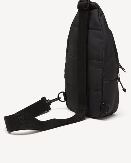 Nylon Sling Bag with Contrast Trim and Lining - Active Zone