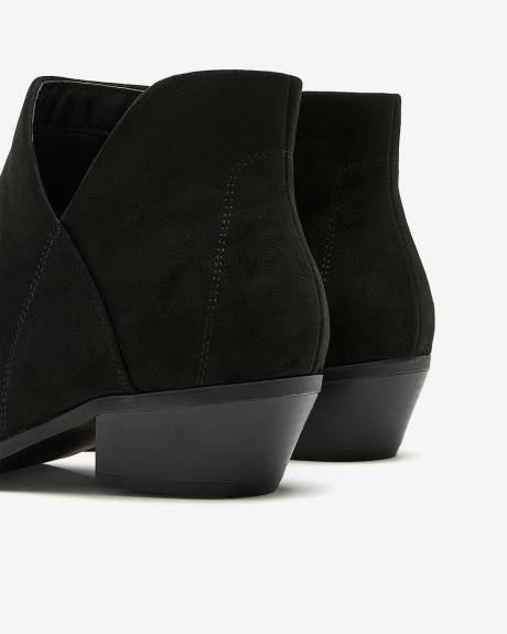 Extra Wide Width, Black Faux Suede Bootie with Side Zipper