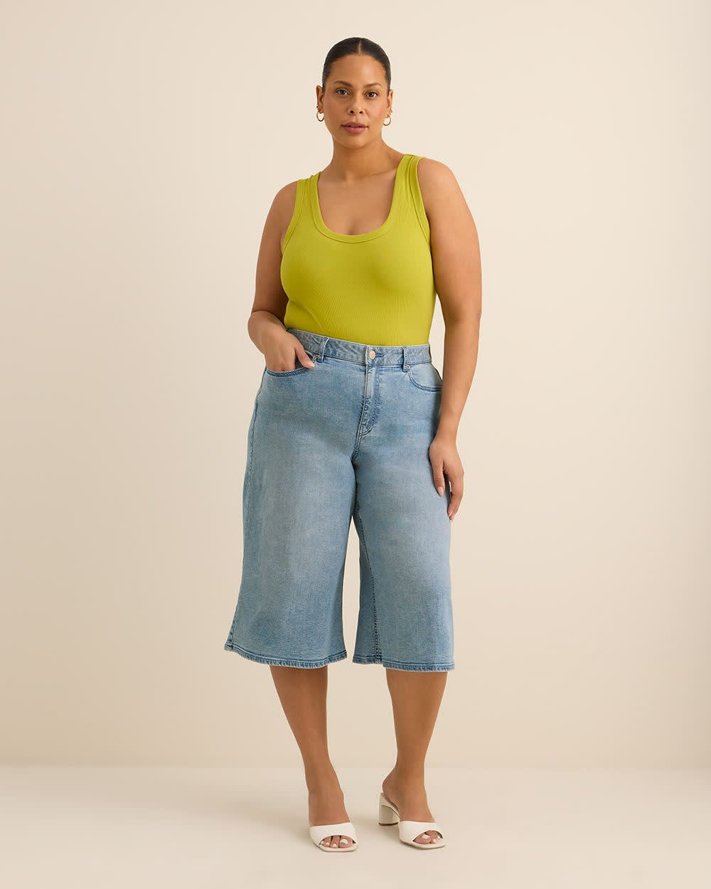 Jean culotte taille moyenne &agrave; jambe &eacute;vas&eacute;e, coupe galb&eacute;e - d/C JEANS