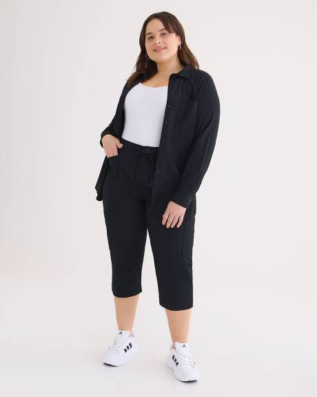 Cotton Capri with Ribbed Waistband