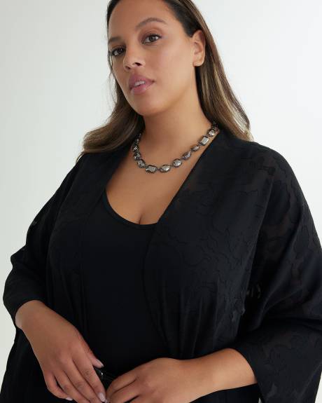 Lightweight Black Floral Shawl