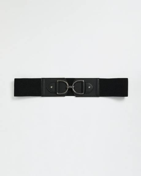 Black Elastic Waist Belt with Hook Closure