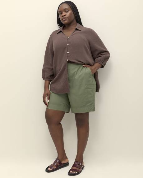 Cotton Bermuda with Ribbed Waistband