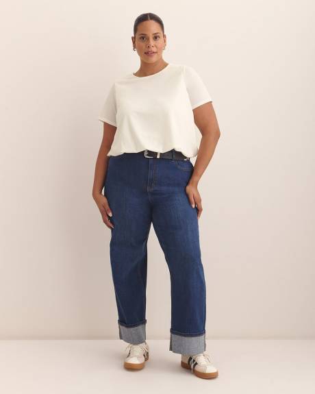 Bubble-Hem Short-Sleeve Top