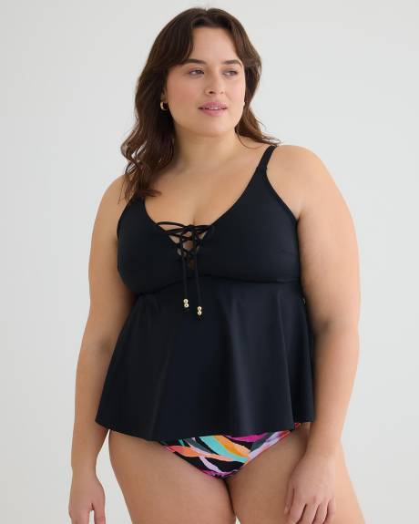 Lace-Up Tankini Swim Top