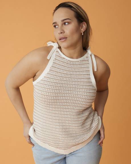 Sleeveless Crochet Sweater Tank Top - Addition Elle