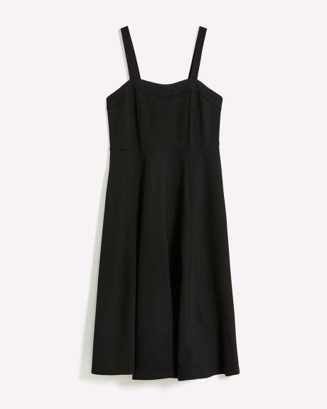 Black Sleeveless Flared Heart-Shaped Midi Dress - Addition Elle