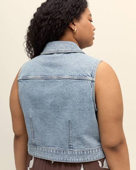 Responsible, Buttoned-Down Cropped Denim Vest - d/C JEANS
