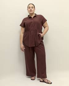 Linen Blend Wide Leg Pant